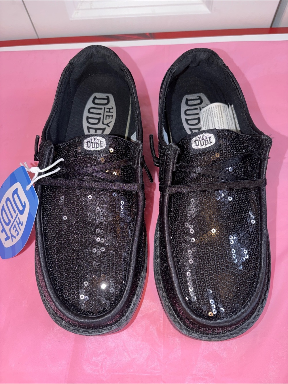 Hey Dude women Black Sequin Slip-On Sneakers